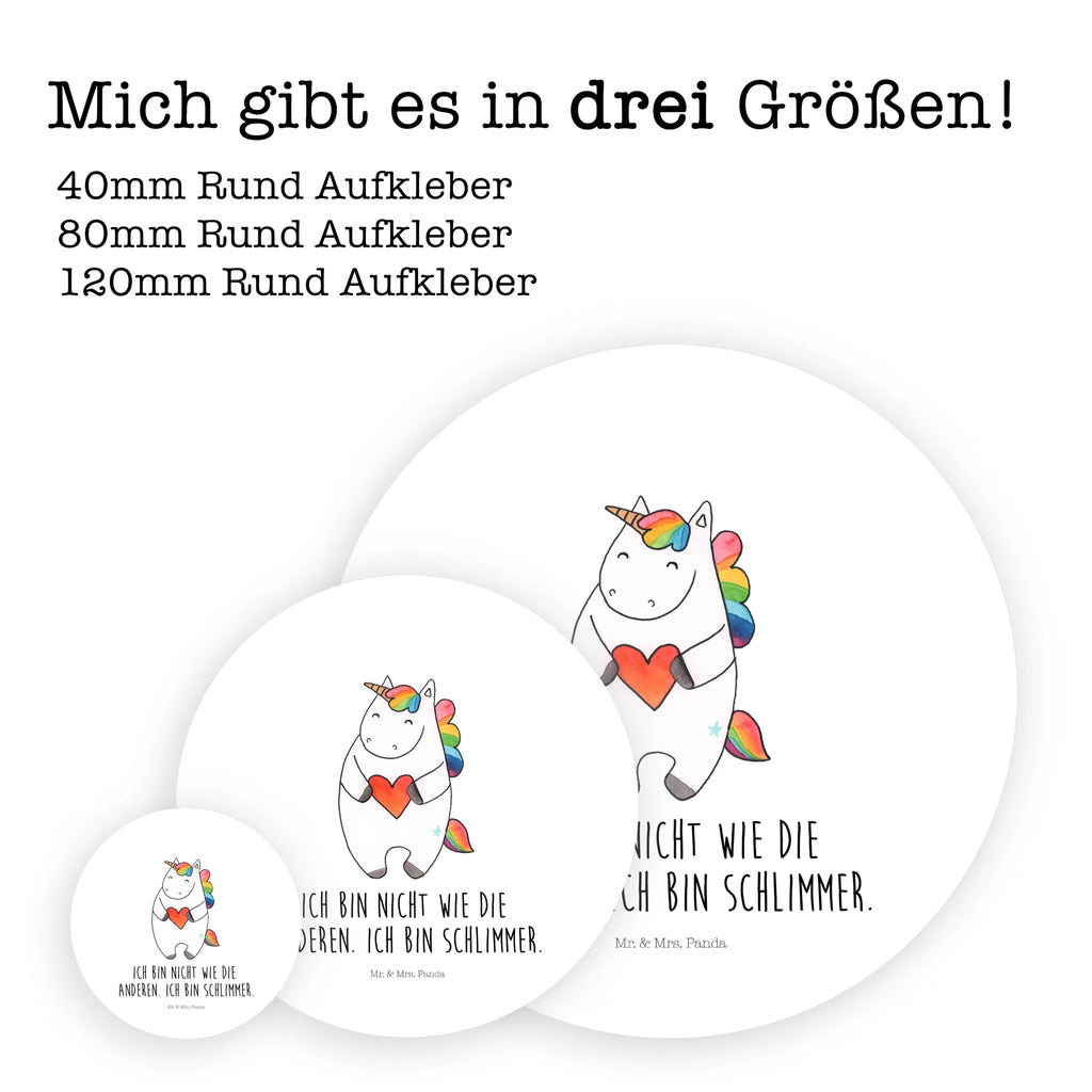 Rund Aufkleber Einhorn Herz Sticker, Aufkleber, Etikett, Einhorn, Einhörner, Einhorn Deko, Pegasus, Unicorn, Herz, schlimm, böse, witzig, lustig, Freundin, anders, bunt