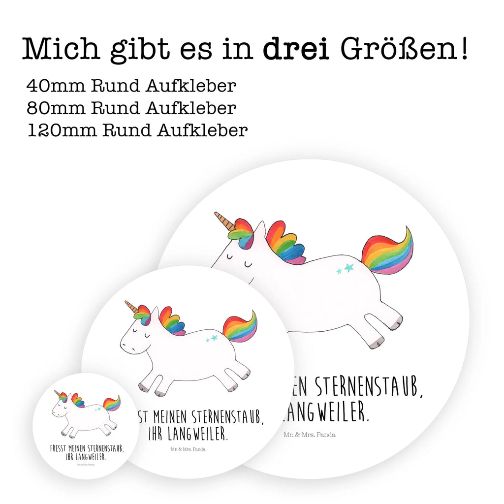 Rund Aufkleber Einhorn Happy Sticker, Aufkleber, Etikett, Einhorn, Einhörner, Einhorn Deko, Pegasus, Unicorn, glücklich, fröhlich, Spaß, Freude, Lebensfreude, witzig, spannend, Lächeln, Lachen