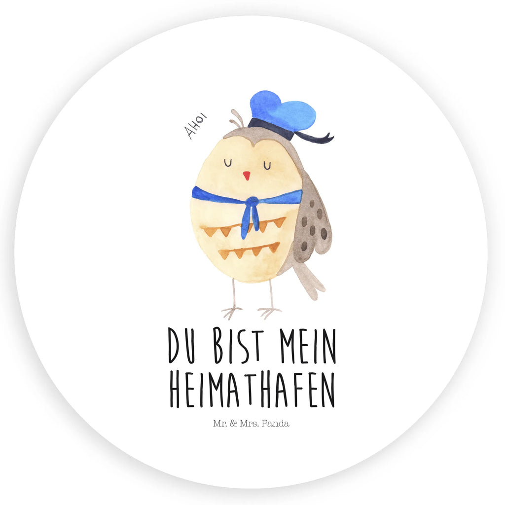 Rund Aufkleber Eule Matrosen Sticker, Aufkleber, Etikett, Eule, Eule Spruch, Eule Deko, Owl, Wortspiel lustig, Matrose, Freundin, Ehe, Seefahrer, Heimathafen, Hochzeitstag Geschenk