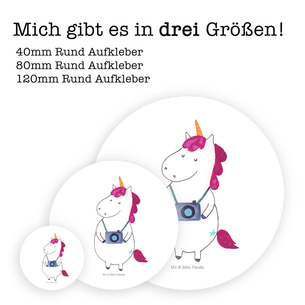 Rund Aufkleber Einhorn Fotograf Sticker, Aufkleber, Etikett, Einhorn, Einhörner, Einhorn Deko, Pegasus, Unicorn, Fotograf, Fotografie, Kamera, Reisen, Weltreise, Weltenbummler, Urlaub, Tourist, Kurztrip, Reise, Städtereise