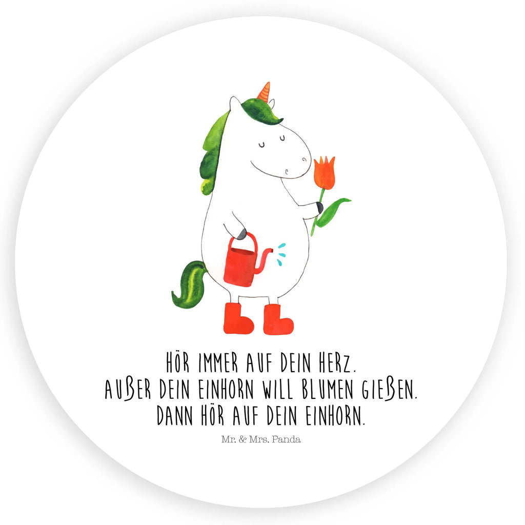 Rund Aufkleber Einhorn Gärtner Sticker, Aufkleber, Etikett, Einhorn, Einhörner, Einhorn Deko, Unicorn, Luftballon, Gießkanne, Giesskanne, Lebenslust, Freude, Blume, Freundin, Garten, Stiefel