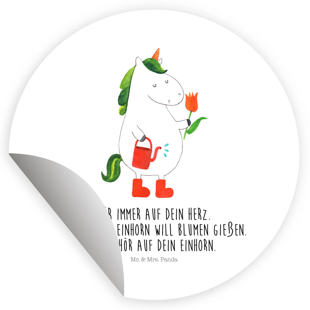 Rund Aufkleber Einhorn Gärtner Sticker, Aufkleber, Etikett, Einhorn, Einhörner, Einhorn Deko, Unicorn, Luftballon, Gießkanne, Giesskanne, Lebenslust, Freude, Blume, Freundin, Garten, Stiefel