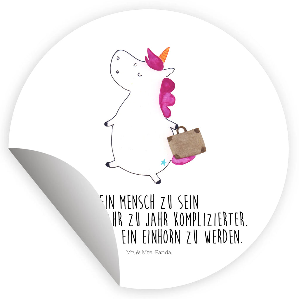 Rund Aufkleber Einhorn Koffer Sticker, Aufkleber, Etikett, Einhorn, Einhörner, Einhorn Deko, Pegasus, Unicorn, unicorn, Koffer, Verreisen, Reise, Gepäck, Abenteuer, Erwachsen, Kind, albern, Spaß, lustig, witzig