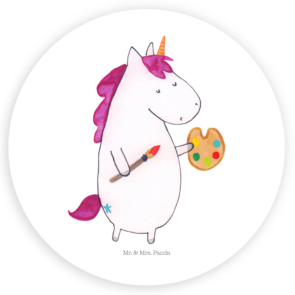 Rund Aufkleber Einhorn Künstler Sticker, Aufkleber, Etikett, Einhorn, Einhörner, Einhorn Deko, Pegasus, Unicorn, Englisch, Künstler, Artist, Malen, Zeichnen, Welt, Farbe, Stift, Pinsel, Geschenk, Maler