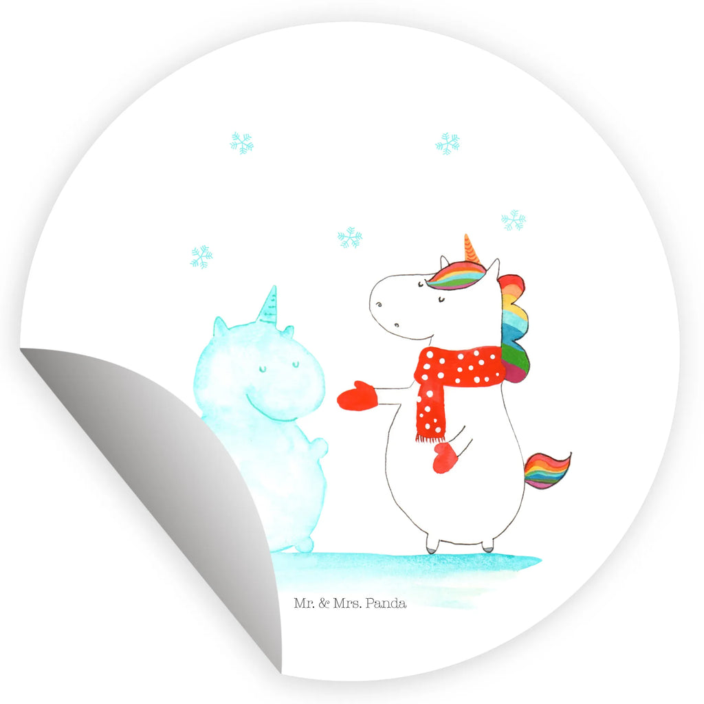 Rund Aufkleber Einhorn Schneemann Sticker, Aufkleber, Etikett, Einhorn, Einhörner, Einhorn Deko, Pegasus, Unicorn, Schneemann, Winter, Schnee, Kuchen, Weihnachten, kalt, Mütze, Handschuhe, X-Mas