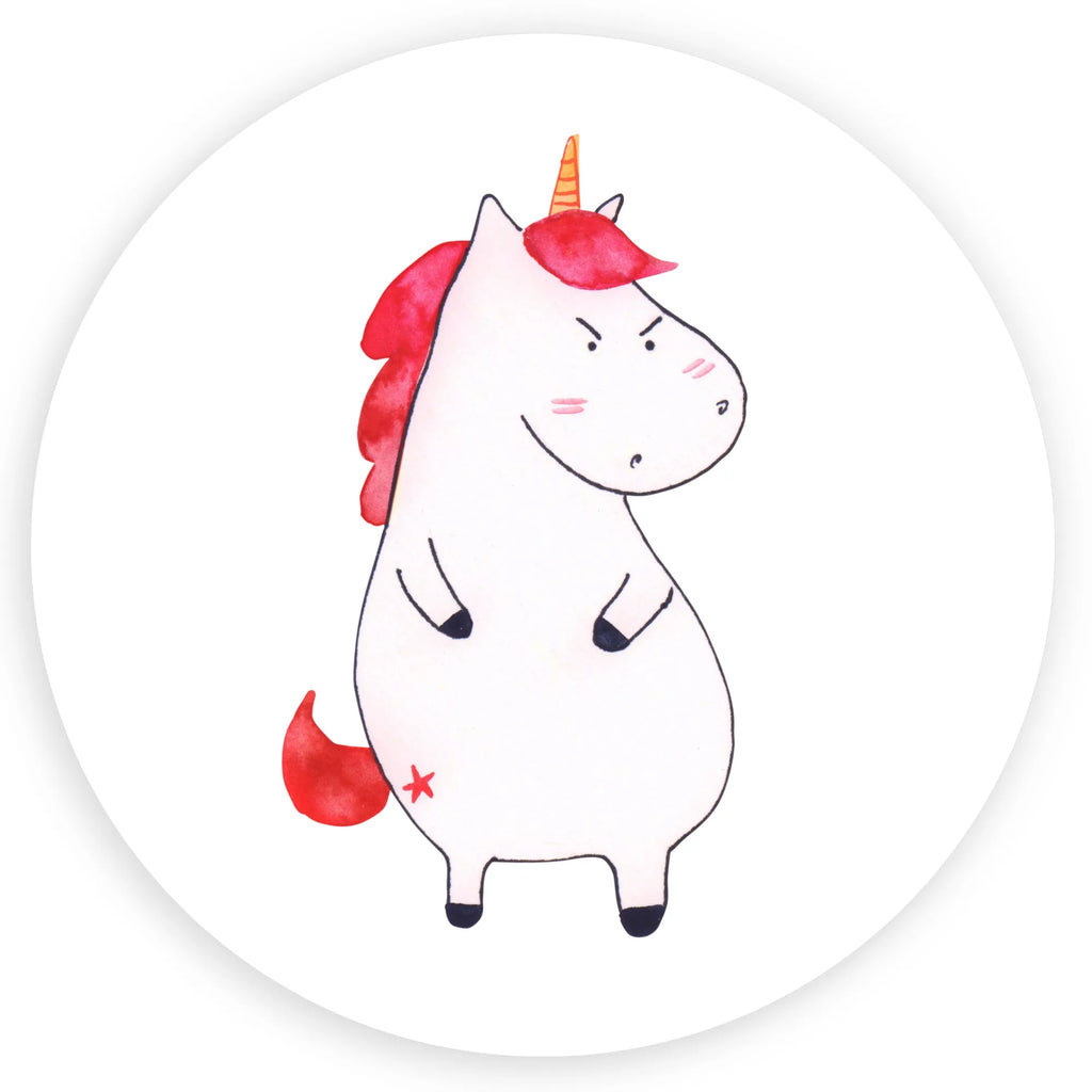 Rund Aufkleber Einhorn wütend Sticker, Aufkleber, Etikett, Einhorn, Einhörner, Einhorn Deko, Pegasus, Unicorn, Realität, Ansage, lustlos, nein, Büro, Arbeit, wütend, dumme Fragen, lustig, Spaß, Geschenk