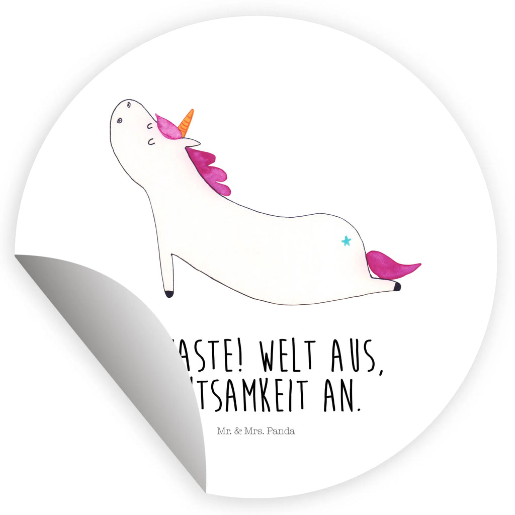 Rund Aufkleber Einhorn Yoga Sticker, Aufkleber, Etikett, Einhorn, Einhörner, Einhorn Deko, Unicorn, Yoga, Namaste, Achtsamkeit, Entspannung, Joga, Yogamatte, Sport, lustig, witzig, süß