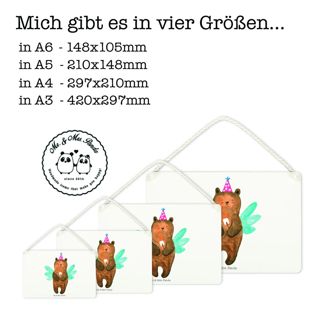 Deko Schild Zahnfee Bär Dekoschild, Deko Schild, Schild, Tür Schild, Türschild, Holzschild, Wandschild, Wanddeko, Bär, Teddy, Teddybär, Zahnfee, Fee, Milchzahn, Erster Zahn