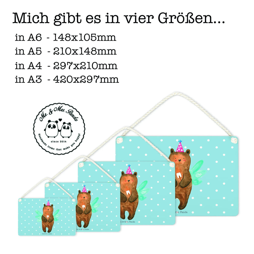 Deko Schild Zahnfee Bär Dekoschild, Deko Schild, Schild, Tür Schild, Türschild, Holzschild, Wandschild, Wanddeko, Bär, Teddy, Teddybär, Zahnfee, Fee, Milchzahn, Erster Zahn