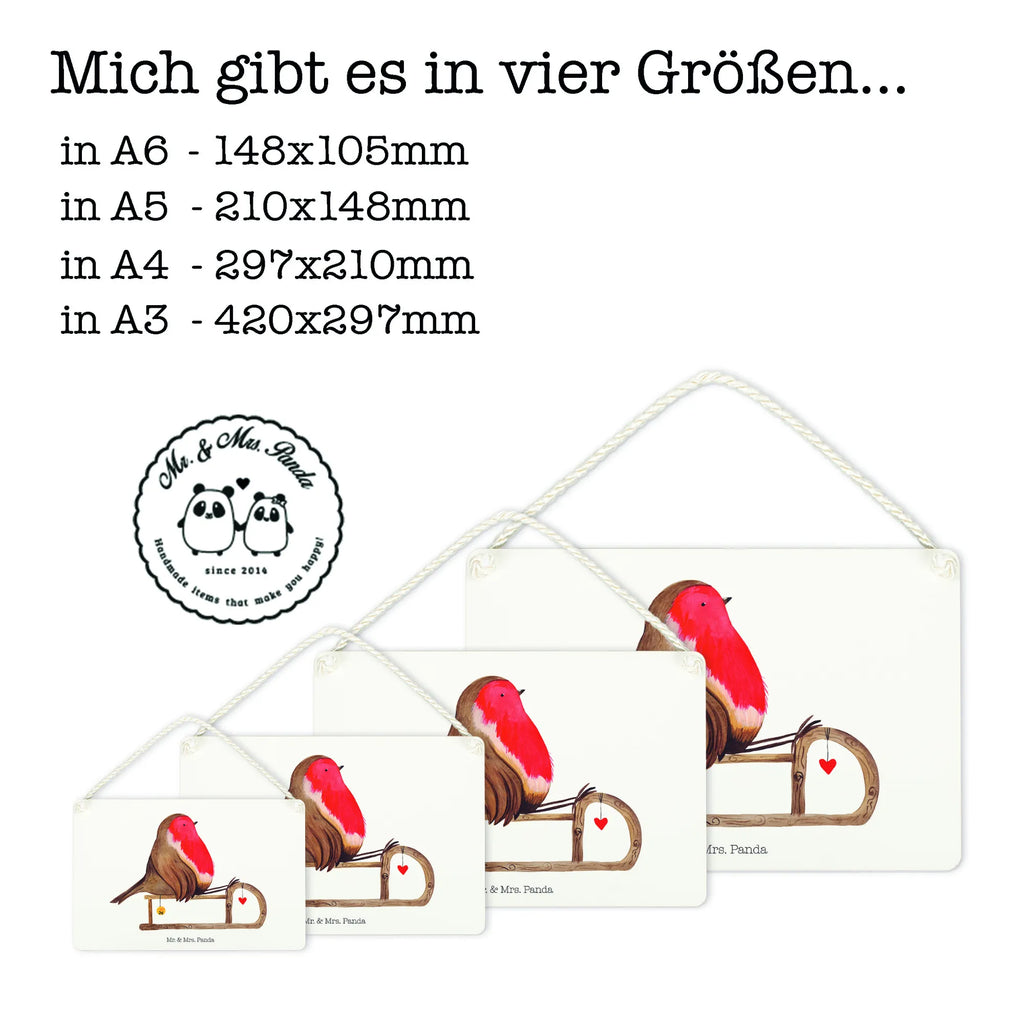 Deko Schild Rotkehlchen Schlitten Dekoschild, Deko Schild, Schild, Tür Schild, Türschild, Holzschild, Wandschild, Wanddeko, Winter, Weihnachten, Weihnachtsdeko, Nikolaus, Advent, Heiligabend, Wintermotiv, Schlitten, Vogel