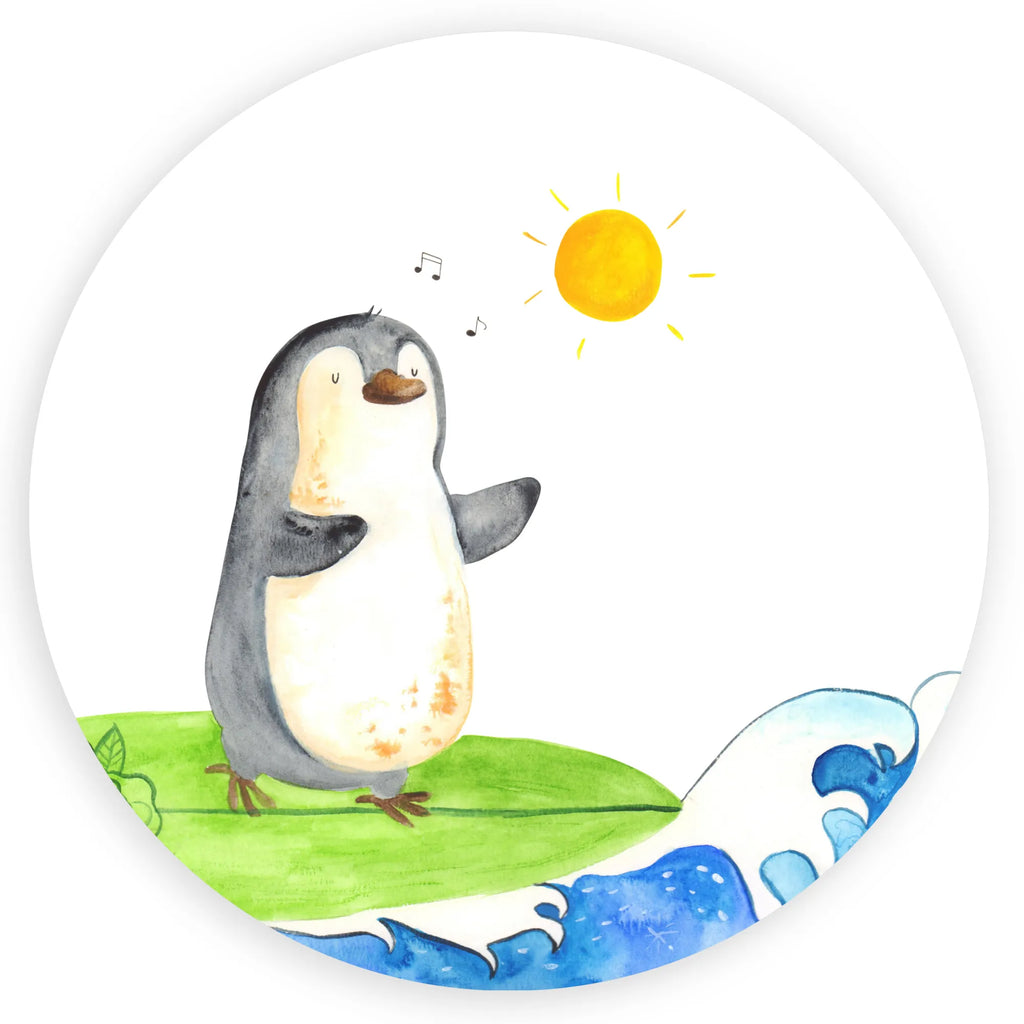 80mm Rund Aufkleber Pinguin Surfer Sticker, Aufkleber, Etikett, Kinder, rund, Pinguin, Pinguine, surfen, Surfer, Hawaii, Urlaub, Wellen, Wellen reiten, Portugal