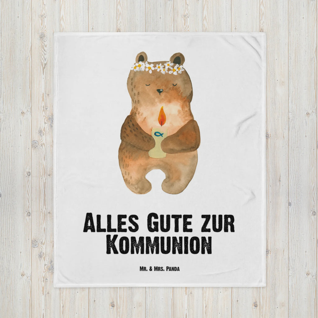 Babydecke Bär Kommunion Babydecke, Babygeschenk, Geschenk Geburt, Babyecke Kuscheldecke, Krabbeldecke, Bär, Teddy, Teddybär, Kommunion, Gottes Segen, Taufkerze, katholisch