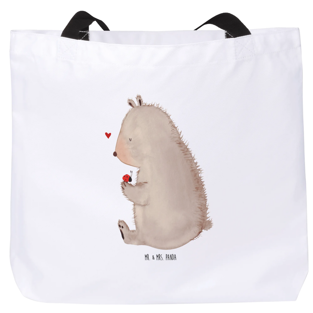 Shopper Bär Marienkäfer Beutel, Einkaufstasche, Tasche, Strandtasche, Einkaufsbeutel, Shopper, Schultasche, Freizeittasche, Tragebeutel, Schulbeutel, Alltagstasche, Bär, Teddy, Teddybär, Marienkäfer, Liebe, Freiheit, Motivation, Das Leben ist schön