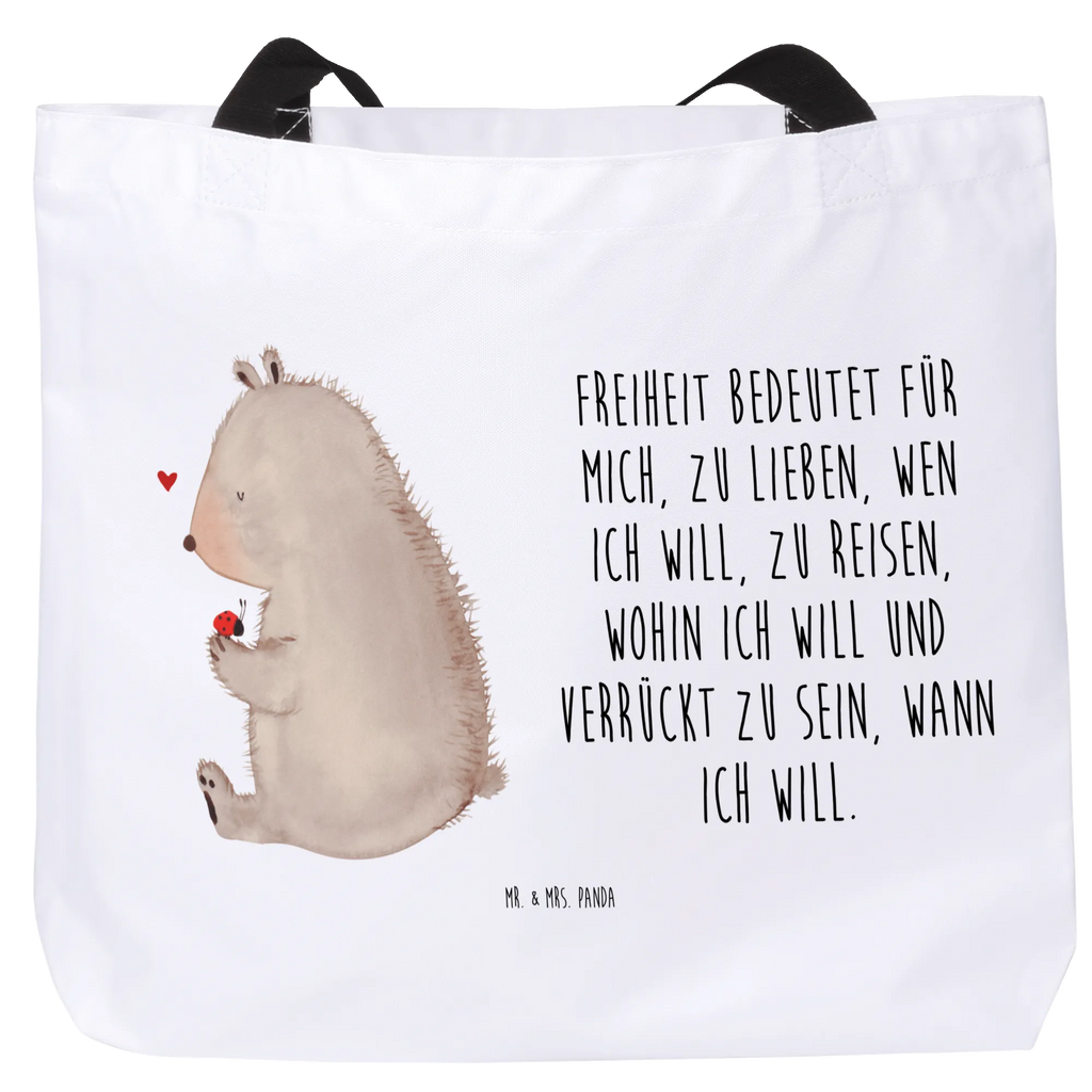 Shopper Bär Marienkäfer Beutel, Einkaufstasche, Tasche, Strandtasche, Einkaufsbeutel, Shopper, Schultasche, Freizeittasche, Tragebeutel, Schulbeutel, Alltagstasche, Bär, Teddy, Teddybär, Marienkäfer, Liebe, Freiheit, Motivation, Das Leben ist schön