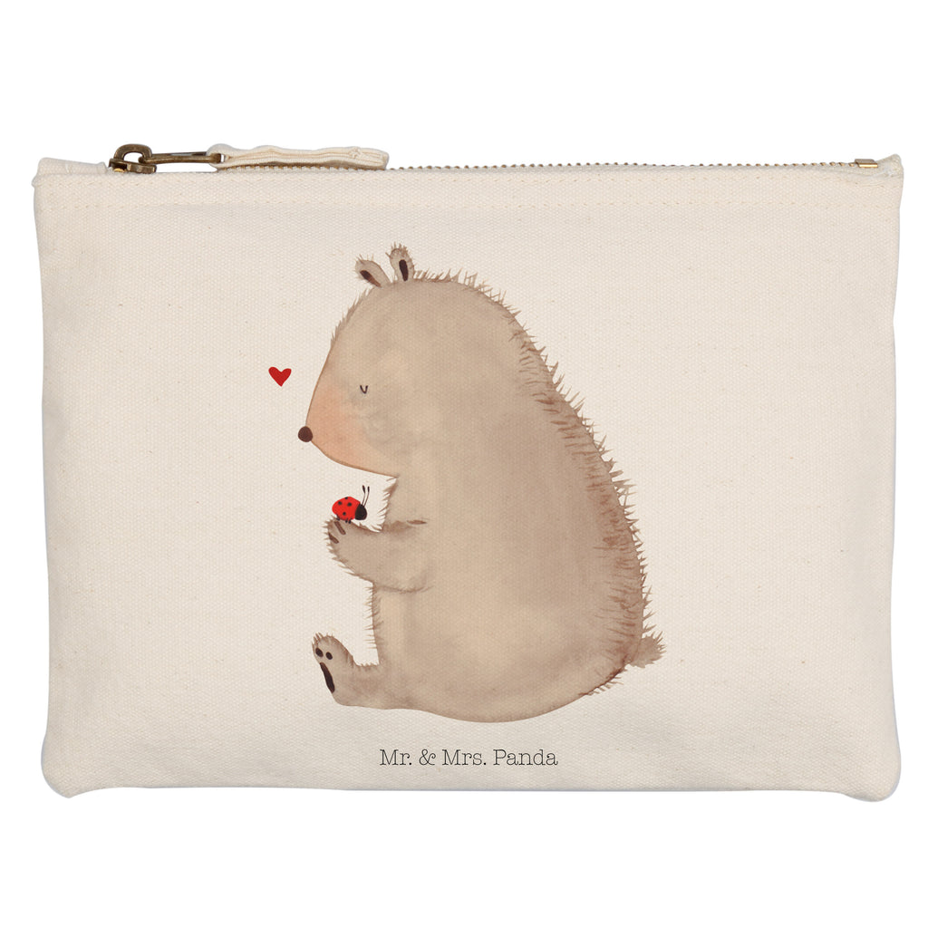 Schminktasche Bär Marienkäfer Schminktasche, Kosmetiktasche, Kosmetikbeutel, Stiftemäppchen, Etui, Federmappe, Makeup, XXL, Schminketui, Kosmetiketui, Schlamperetui, Bär, Teddy, Teddybär, Marienkäfer, Liebe, Freiheit, Motivation, Das Leben ist schön