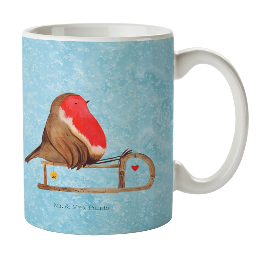 Tasse Rotkehlchen Schlitten Tasse, Kaffeetasse, Teetasse, Becher, Kaffeebecher, Teebecher, Keramiktasse, Porzellantasse, Büro Tasse, Geschenk Tasse, Tasse Sprüche, Tasse Motive, Kaffeetassen, Tasse bedrucken, Designer Tasse, Cappuccino Tassen, Schöne Teetassen, Winter, Weihnachten, Weihnachtsdeko, Nikolaus, Advent, Heiligabend, Wintermotiv, Schlitten, Vogel