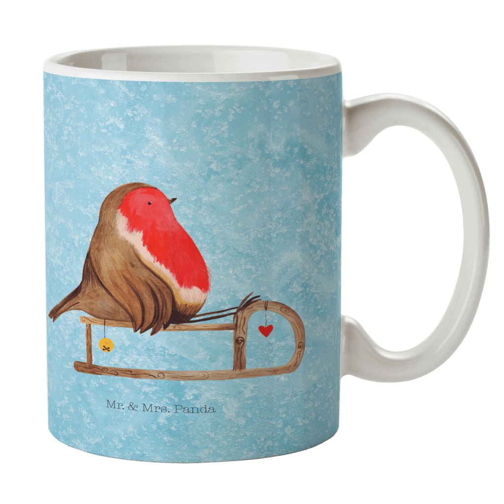 Tasse Rotkehlchen Schlitten Tasse, Kaffeetasse, Teetasse, Becher, Kaffeebecher, Teebecher, Keramiktasse, Porzellantasse, Büro Tasse, Geschenk Tasse, Tasse Sprüche, Tasse Motive, Kaffeetassen, Tasse bedrucken, Designer Tasse, Cappuccino Tassen, Schöne Teetassen, Winter, Weihnachten, Weihnachtsdeko, Nikolaus, Advent, Heiligabend, Wintermotiv, Schlitten, Vogel