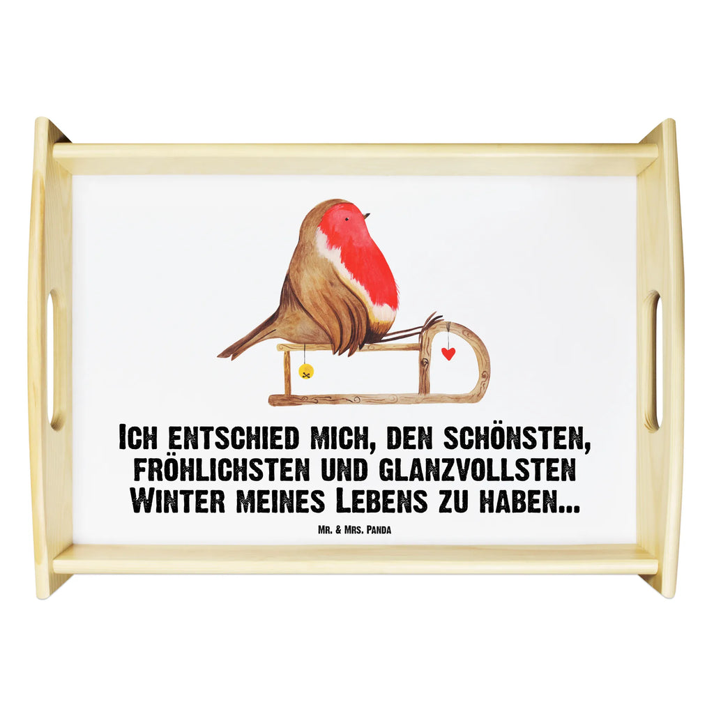 Serviertablett Rotkehlchen Schlitten Serviertablett, Tablett, Holztablett, Küchentablett, Dekotablett, Frühstückstablett, Winter, Weihnachten, Weihnachtsdeko, Nikolaus, Advent, Heiligabend, Wintermotiv, Schlitten, Vogel