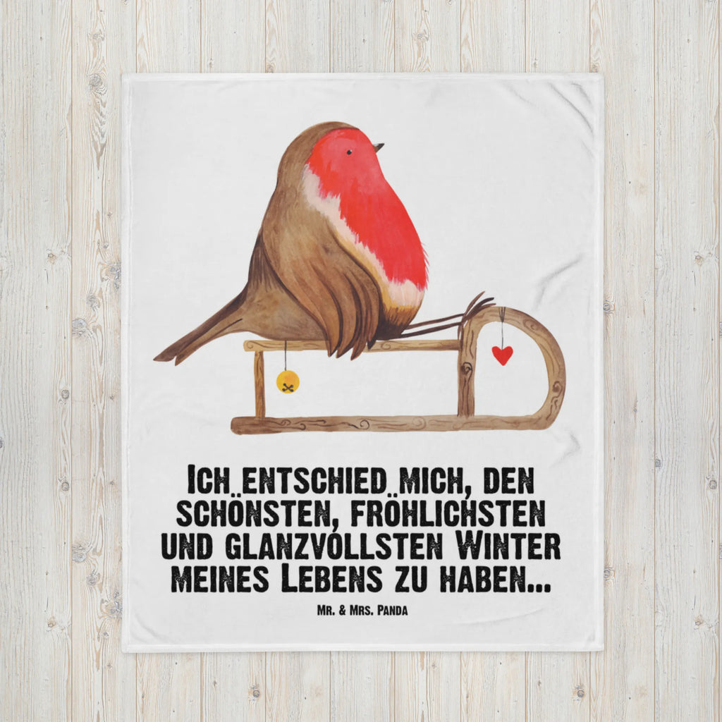 Babydecke Rotkehlchen Schlitten Babydecke, Babygeschenk, Geschenk Geburt, Babyecke Kuscheldecke, Krabbeldecke, Winter, Weihnachten, Weihnachtsdeko, Nikolaus, Advent, Heiligabend, Wintermotiv, Schlitten, Vogel