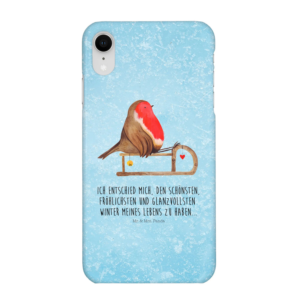 Handyhülle Rotkehlchen Schlitten Handyhülle, Handycover, Cover, Handy, Hülle, Iphone 10, Iphone X, Winter, Weihnachten, Weihnachtsdeko, Nikolaus, Advent, Heiligabend, Wintermotiv, Schlitten, Vogel