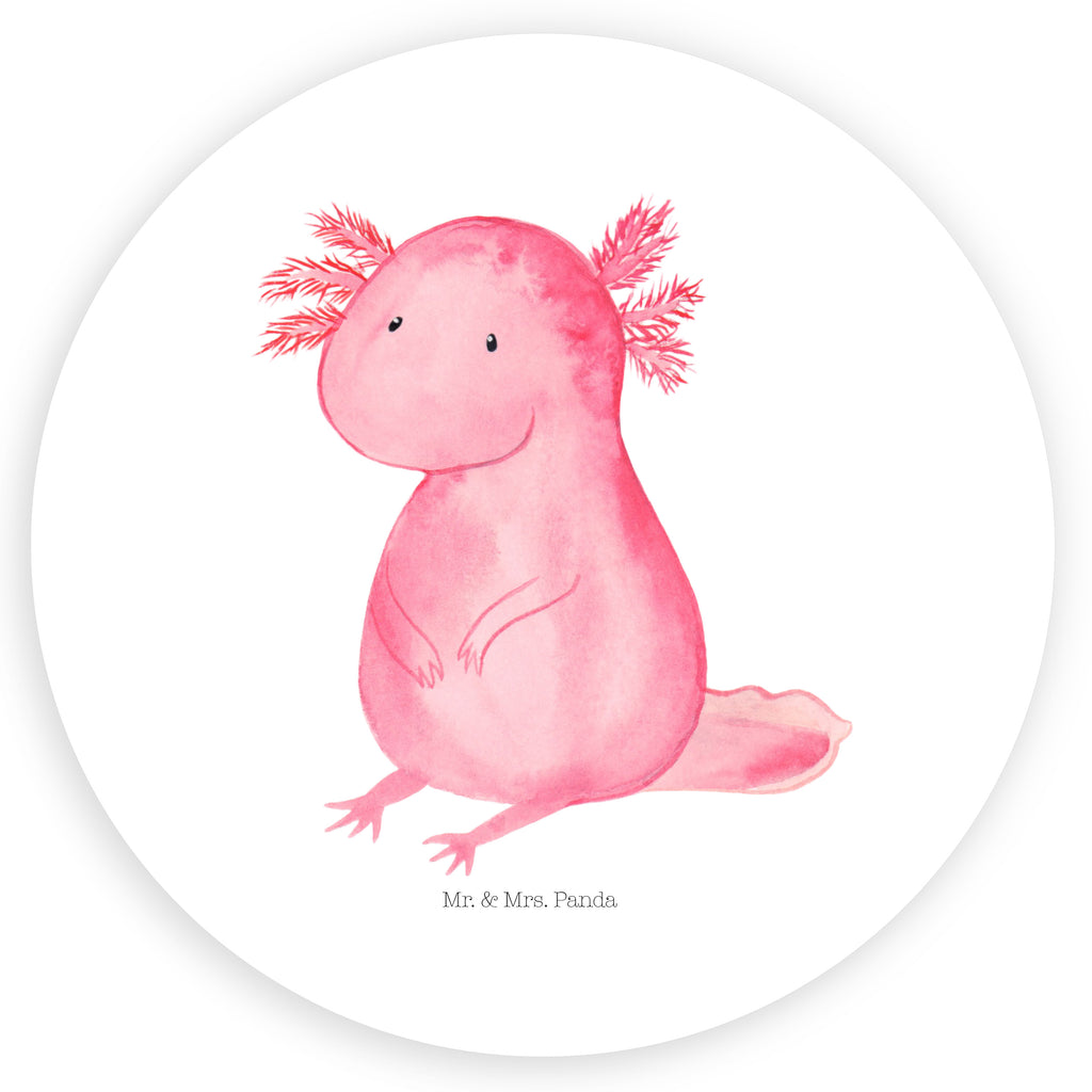 Rund Aufkleber Axolotl Sticker, Aufkleber, Etikett, Axolotl, Molch, Axolot, vergnügt, fröhlich, zufrieden, Lebensstil, Weisheit, Lebensweisheit, Liebe, Freundin