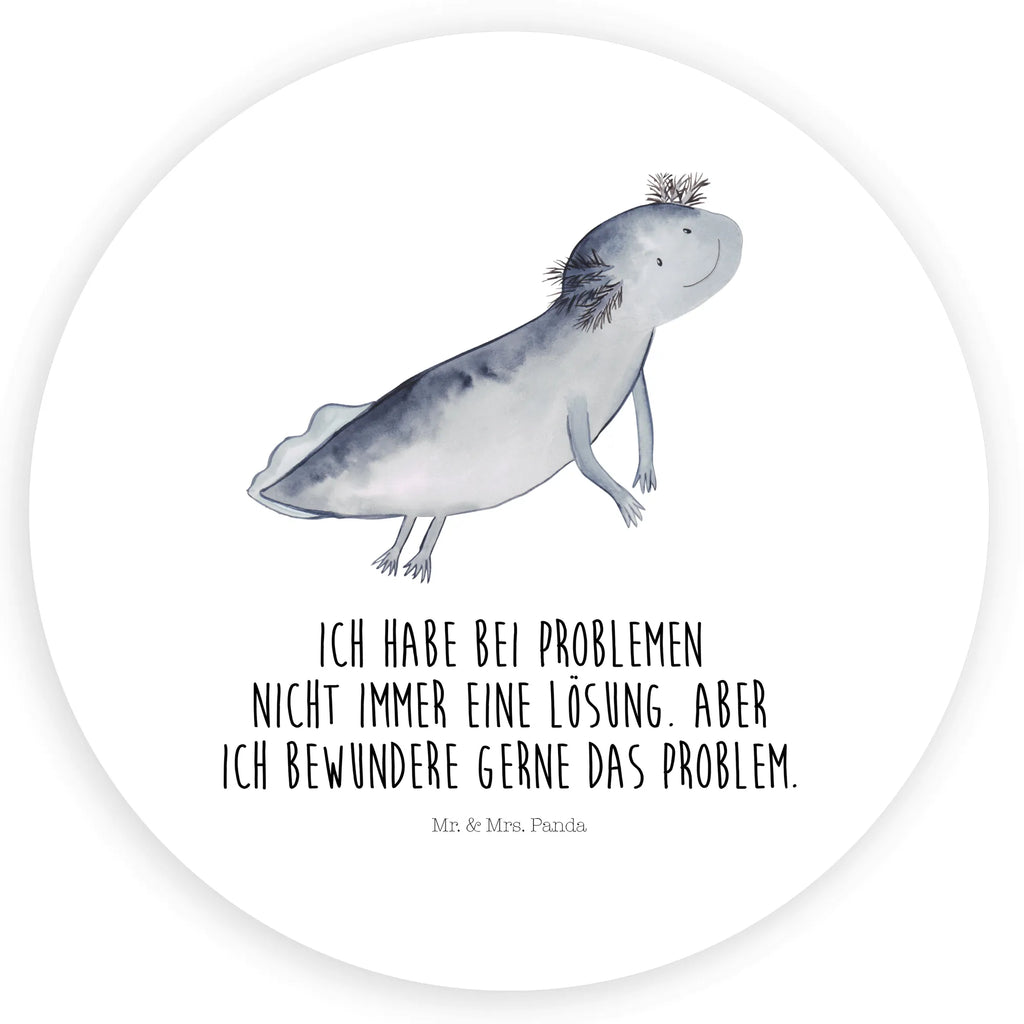 Rund Aufkleber Axolotl schwimmt Sticker, Aufkleber, Etikett, Axolotl, Molch, Axolot, Schwanzlurch, Lurch, Lurche, Problem, Probleme, Lösungen, Motivation