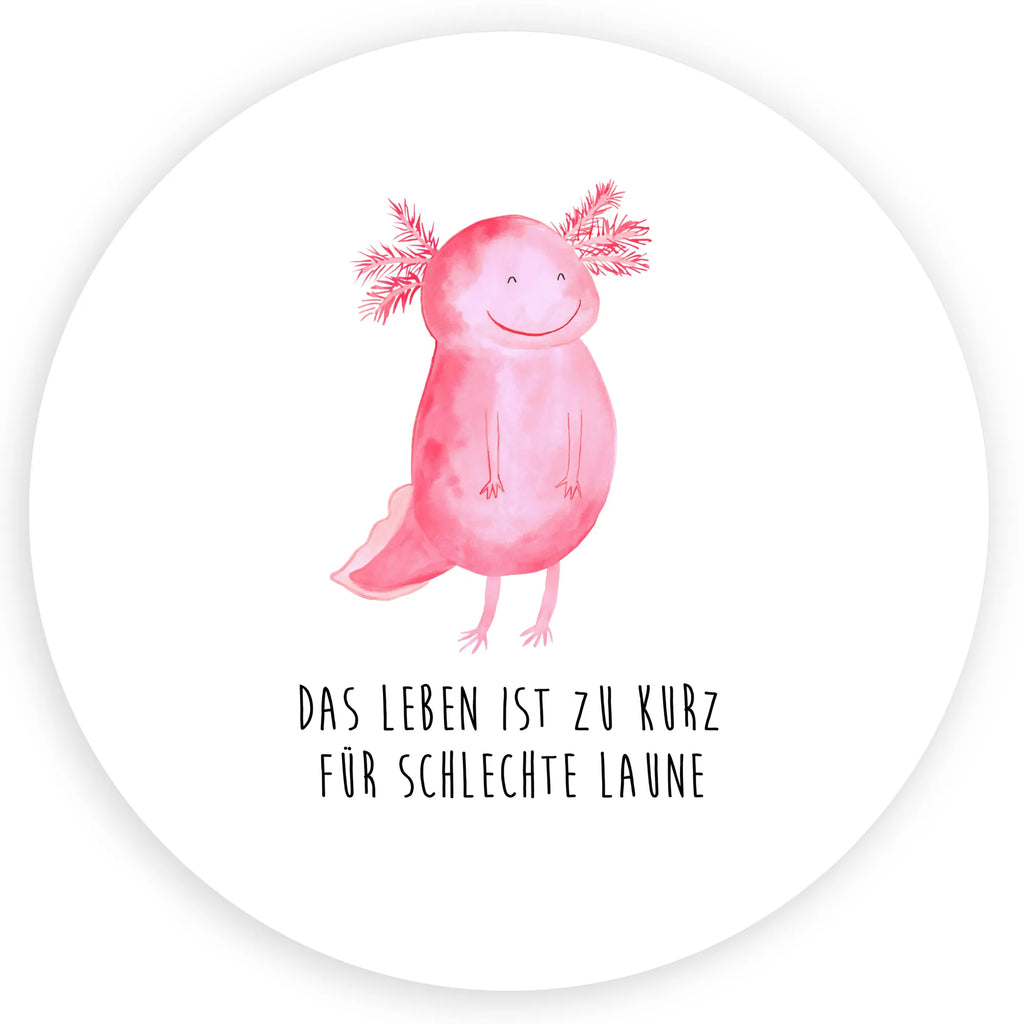 Rund Aufkleber Axolotl glücklich Sticker, Aufkleber, Etikett, Axolotl, Molch, Axolot, Schwanzlurch, Lurch, Lurche, Motivation, gute Laune