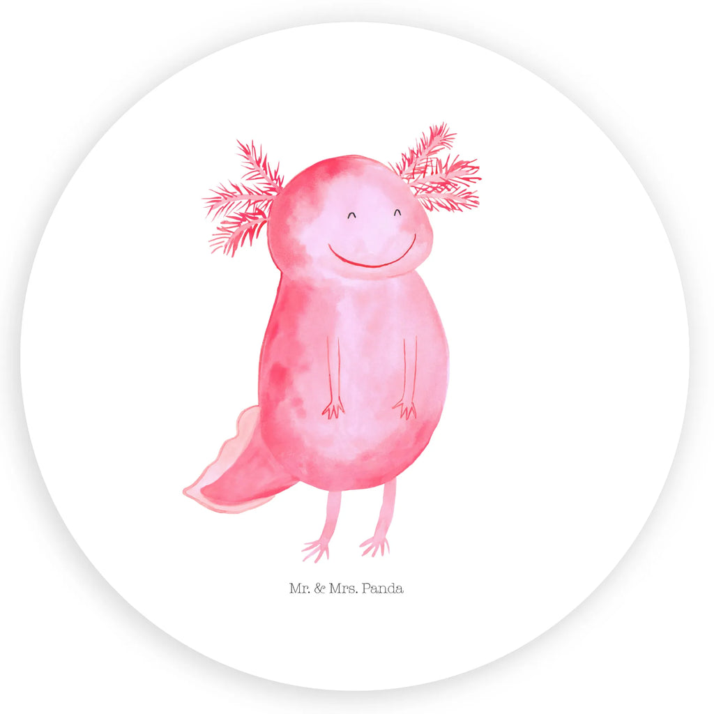 Rund Aufkleber Axolotl glücklich Sticker, Aufkleber, Etikett, Axolotl, Molch, Axolot, Schwanzlurch, Lurch, Lurche, Motivation, gute Laune