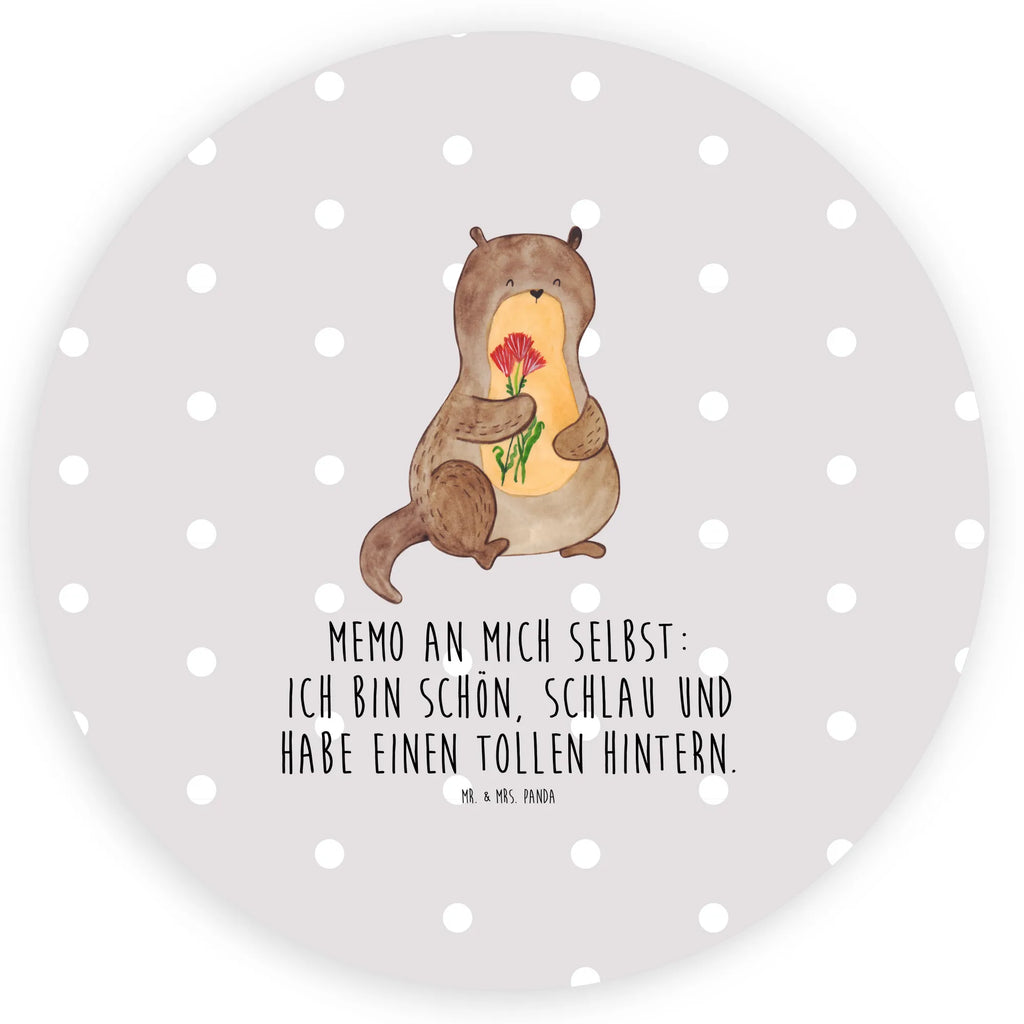 Rund Aufkleber Otter Blumenstrauß Sticker, Aufkleber, Etikett, Otter, Fischotter, Seeotter, Otter Seeotter See Otter