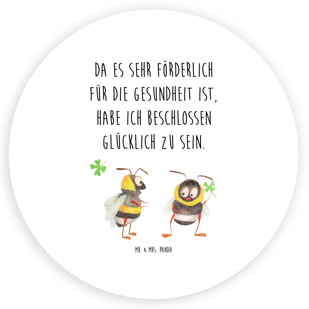 Rund Aufkleber Hummeln mit Kleeblatt Sticker, Aufkleber, Etikett, Tiermotive, Gute Laune, lustige Sprüche, Tiere, Hummel, Biene, Spruch positiv, Biene Deko, Spruch schön, glücklich sein, glücklich werden, Spruch fröhlich