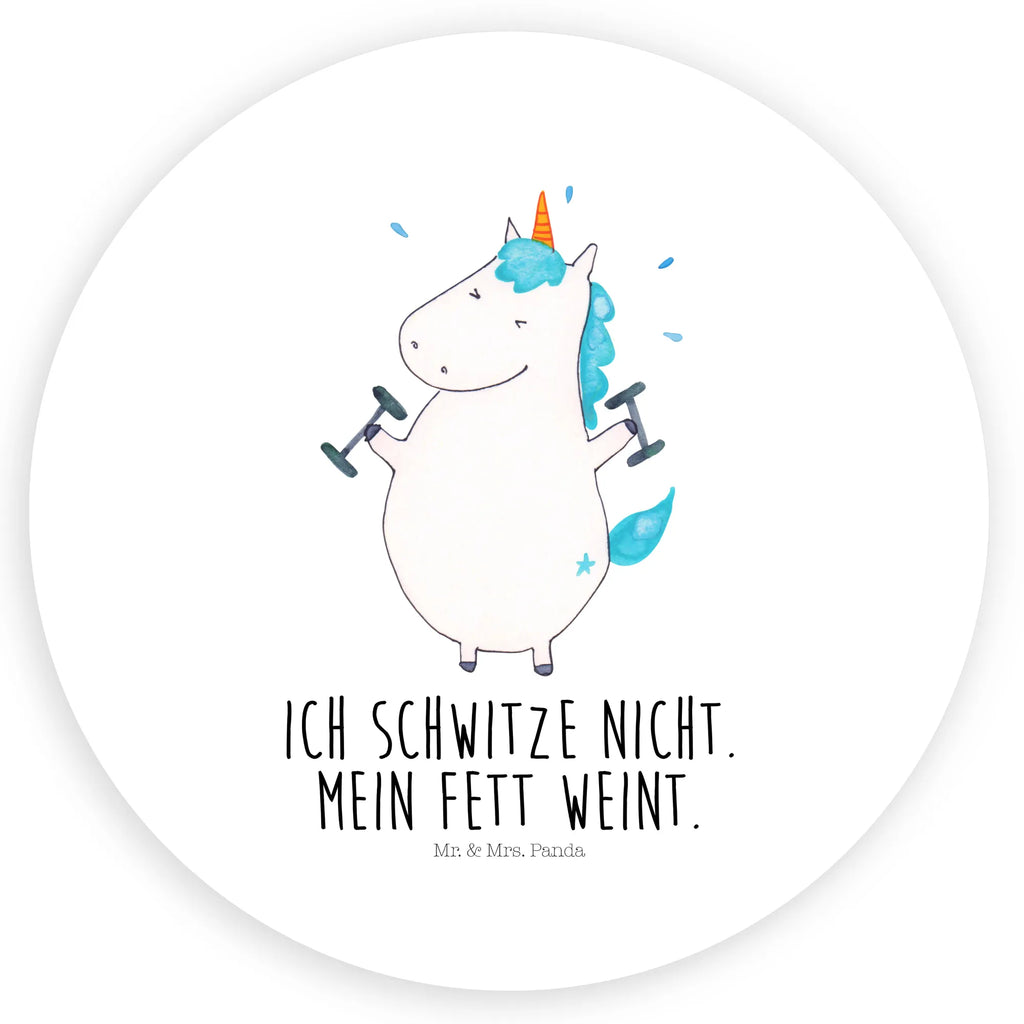 Rund Aufkleber Einhorn Fitness Sticker, Aufkleber, Etikett, Einhorn, Einhörner, Einhorn Deko, Pegasus, Unicorn, Gym, Fitness, Fitnessstudio, Diät, Abnehmen, Sport, Pumpen, Geräte, Sixpack