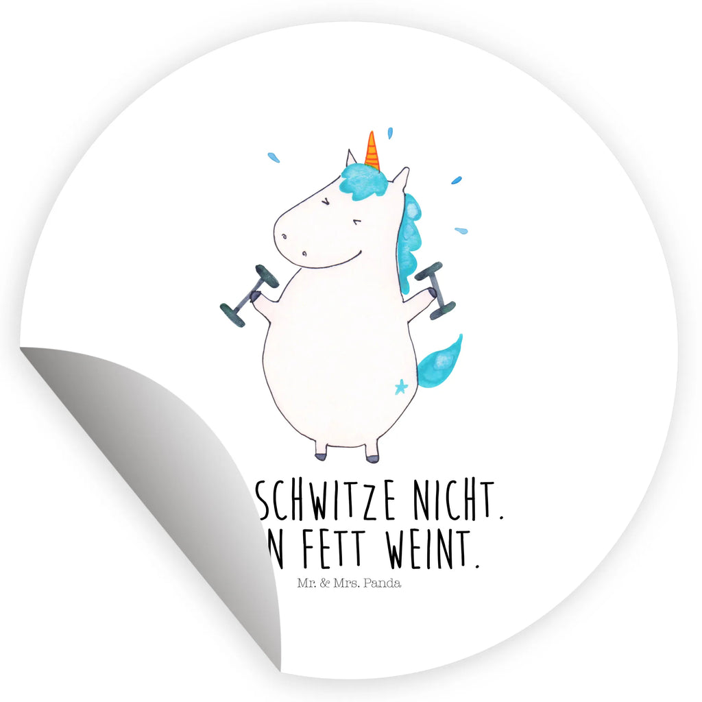 Rund Aufkleber Einhorn Fitness Sticker, Aufkleber, Etikett, Einhorn, Einhörner, Einhorn Deko, Pegasus, Unicorn, Gym, Fitness, Fitnessstudio, Diät, Abnehmen, Sport, Pumpen, Geräte, Sixpack