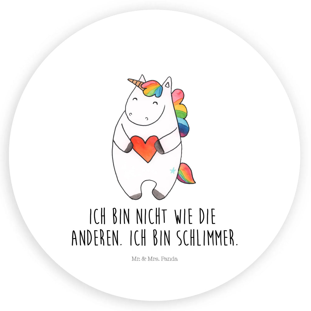 Rund Aufkleber Einhorn Herz Sticker, Aufkleber, Etikett, Einhorn, Einhörner, Einhorn Deko, Pegasus, Unicorn, Herz, schlimm, böse, witzig, lustig, Freundin, anders, bunt