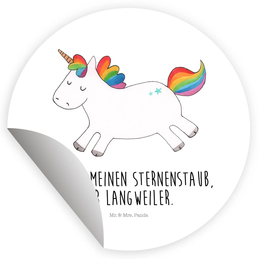 Rund Aufkleber Einhorn Happy Sticker, Aufkleber, Etikett, Einhorn, Einhörner, Einhorn Deko, Pegasus, Unicorn, glücklich, fröhlich, Spaß, Freude, Lebensfreude, witzig, spannend, Lächeln, Lachen