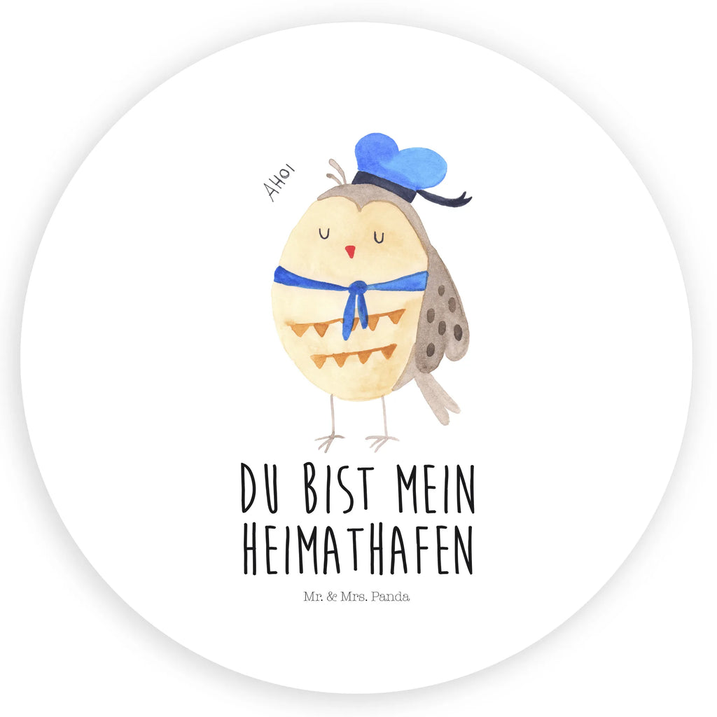 Rund Aufkleber Eule Matrosen Sticker, Aufkleber, Etikett, Eule, Eule Spruch, Eule Deko, Owl, Wortspiel lustig, Matrose, Freundin, Ehe, Seefahrer, Heimathafen, Hochzeitstag Geschenk