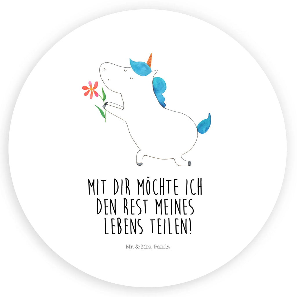 Rund Aufkleber Einhorn Blume Sticker, Aufkleber, Etikett, Einhorn, Einhörner, Einhorn Deko, Pegasus, Unicorn, Liebe, Liebesbeweis, Antrag, Heiratsantrag, Verlobung, Ehepaar, Pärchen, Partner, Freund, Freundin, Ehe, heiraten