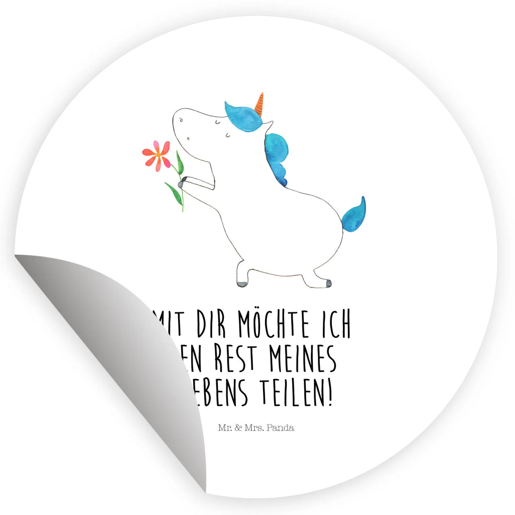 Rund Aufkleber Einhorn Blume Sticker, Aufkleber, Etikett, Einhorn, Einhörner, Einhorn Deko, Pegasus, Unicorn, Liebe, Liebesbeweis, Antrag, Heiratsantrag, Verlobung, Ehepaar, Pärchen, Partner, Freund, Freundin, Ehe, heiraten