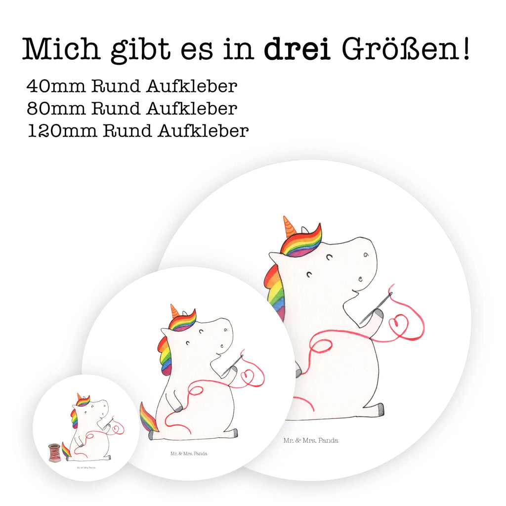 Rund Aufkleber Einhorn Näherin Sticker, Aufkleber, Etikett, Einhorn, Einhörner, Einhorn Deko, Pegasus, Unicorn, Näherin, nähen, Mädchen, Freundin, Häkeln, Stricken, basteln, Nähzimmer