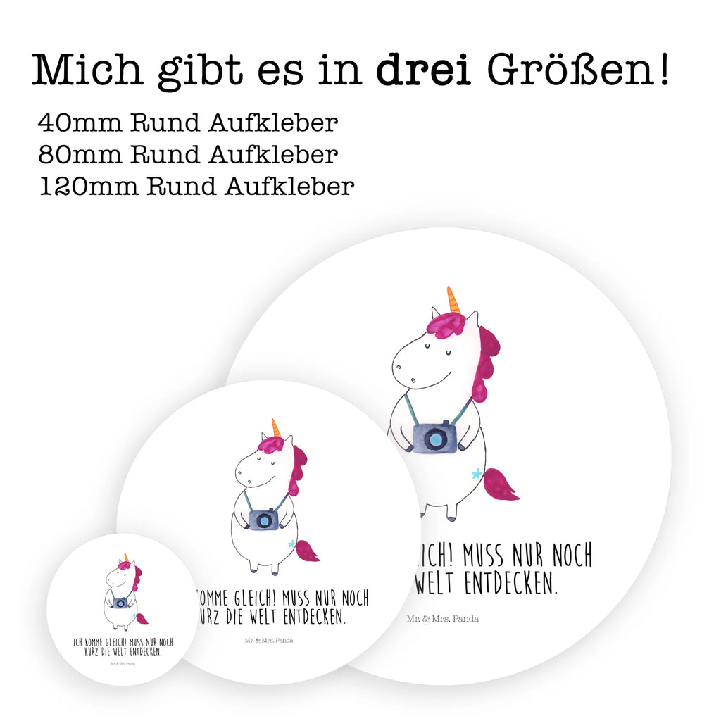 Rund Aufkleber Einhorn Fotograf Sticker, Aufkleber, Etikett, Einhorn, Einhörner, Einhorn Deko, Pegasus, Unicorn, Fotograf, Fotografie, Kamera, Reisen, Weltreise, Weltenbummler, Urlaub, Tourist, Kurztrip, Reise, Städtereise