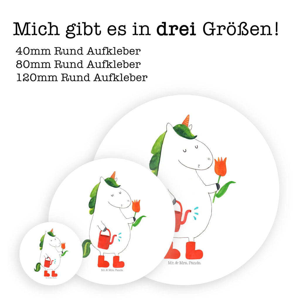 Rund Aufkleber Einhorn Gärtner Sticker, Aufkleber, Etikett, Einhorn, Einhörner, Einhorn Deko, Unicorn, Luftballon, Gießkanne, Giesskanne, Lebenslust, Freude, Blume, Freundin, Garten, Stiefel