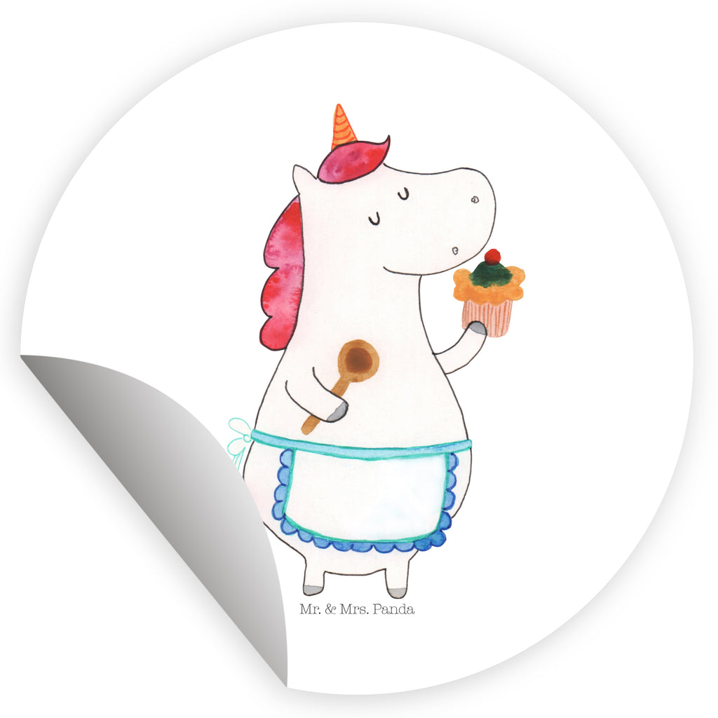 Rund Aufkleber Einhorn Küchenfee Sticker, Aufkleber, Etikett, Einhorn, Einhörner, Einhorn Deko, Pegasus, Unicorn, backen, Muffin, Motivation, Träumer, träumen, Bäckerin, Hobbykoch, Koch, Torte, Kuchen