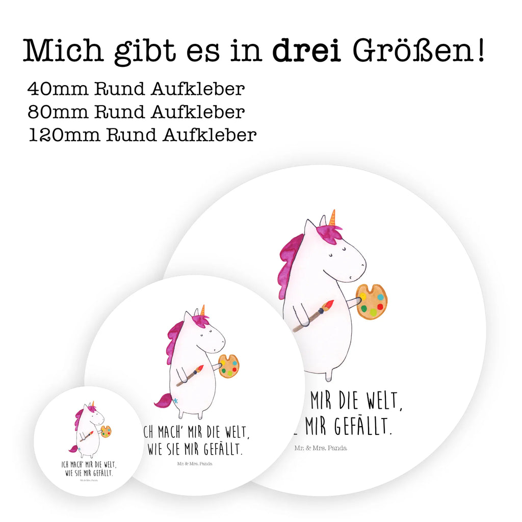 Rund Aufkleber Einhorn Künstler Sticker, Aufkleber, Etikett, Einhorn, Einhörner, Einhorn Deko, Pegasus, Unicorn, Englisch, Künstler, Artist, Malen, Zeichnen, Welt, Farbe, Stift, Pinsel, Geschenk, Maler