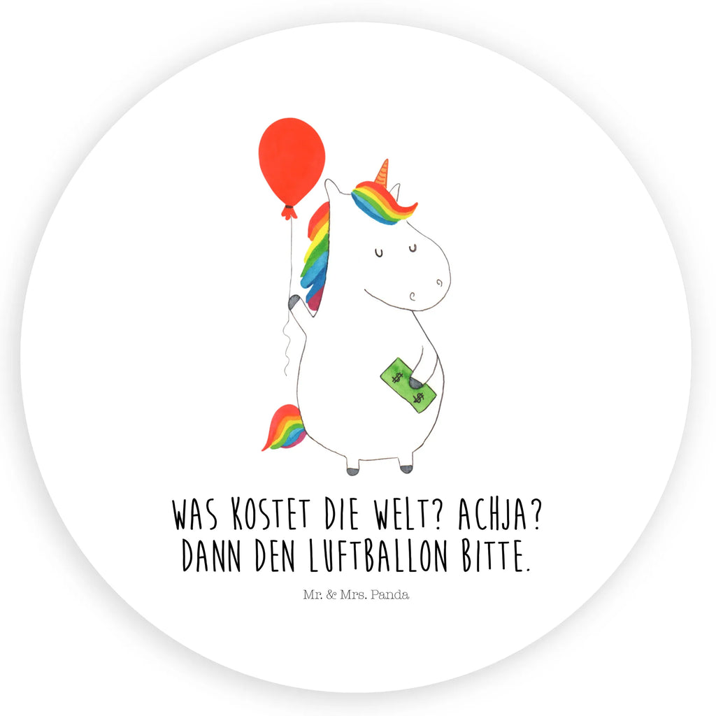 Rund Aufkleber Einhorn Luftballon Sticker, Aufkleber, Etikett, Einhorn, Einhörner, Einhorn Deko, Pegasus, Unicorn, Luftballon, Geld, Lebenslust, Freude, Geschenk, Freundin