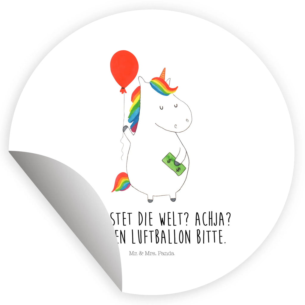 Rund Aufkleber Einhorn Luftballon Sticker, Aufkleber, Etikett, Einhorn, Einhörner, Einhorn Deko, Pegasus, Unicorn, Luftballon, Geld, Lebenslust, Freude, Geschenk, Freundin