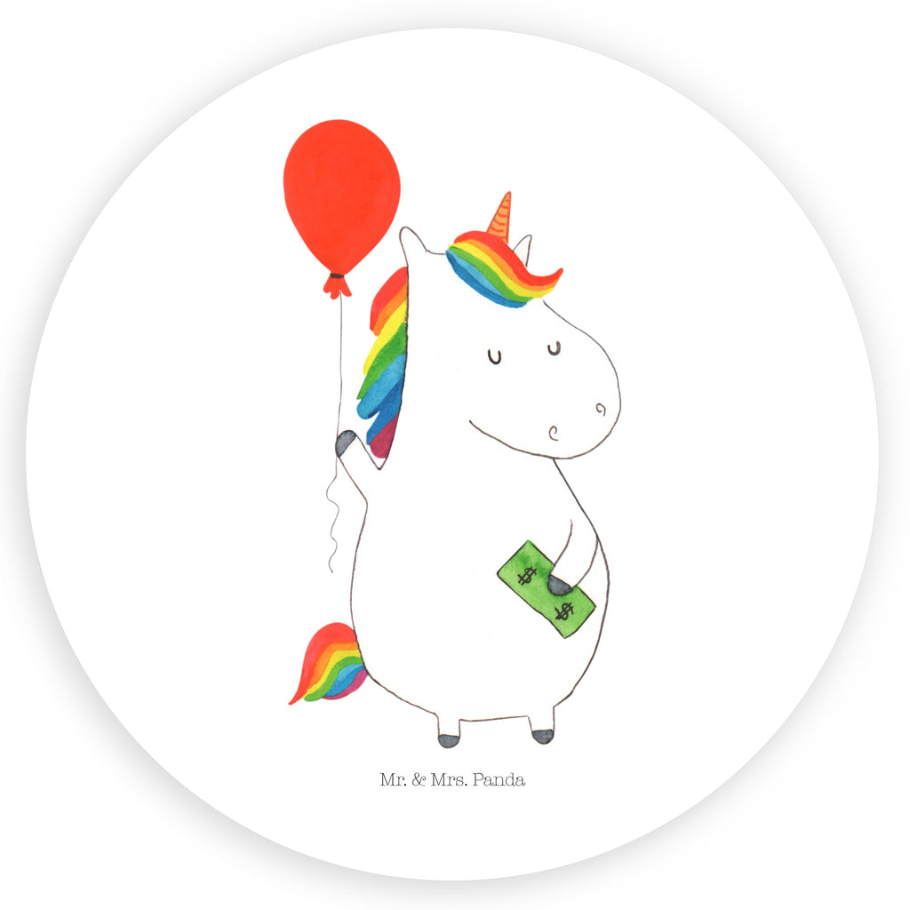 Rund Aufkleber Einhorn Luftballon Sticker, Aufkleber, Etikett, Einhorn, Einhörner, Einhorn Deko, Pegasus, Unicorn, Luftballon, Geld, Lebenslust, Freude, Geschenk, Freundin