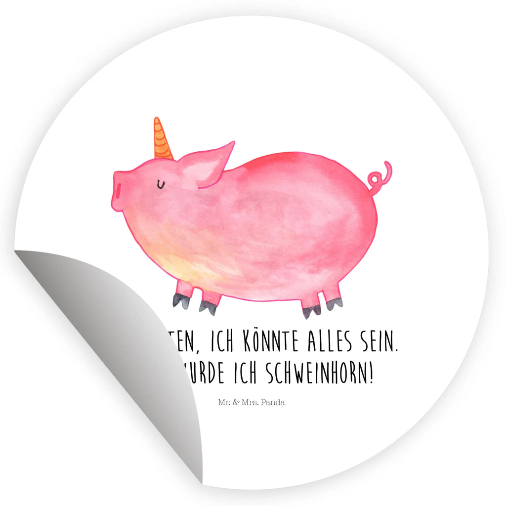 Rund Aufkleber Einhorn Schweinhorn Sticker, Aufkleber, Etikett, Einhorn, Einhörner, Einhorn Deko, Pegasus, Unicorn, Party, Spaß, Schwein, Schweinhorn, Bauer, witzig. lustig, Spruch, geschenk, Pig, Piggy, funny, english, englisch