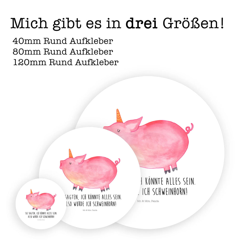 Rund Aufkleber Einhorn Schweinhorn Sticker, Aufkleber, Etikett, Einhorn, Einhörner, Einhorn Deko, Pegasus, Unicorn, Party, Spaß, Schwein, Schweinhorn, Bauer, witzig. lustig, Spruch, geschenk, Pig, Piggy, funny, english, englisch