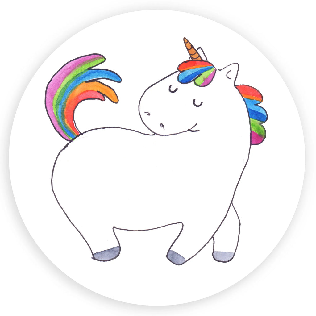 Rund Aufkleber Einhorn stolzierend Sticker, Aufkleber, Etikett, Einhorn, Einhörner, Einhorn Deko, Pegasus, Unicorn, stolz, anders, bunt, Pferd, Reiter, Reiten, Freundin, Geschenk