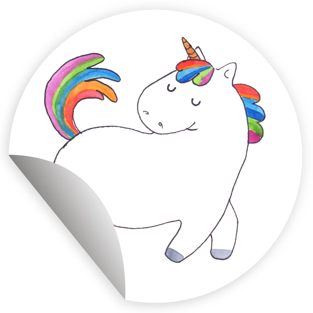 Rund Aufkleber Einhorn stolzierend Sticker, Aufkleber, Etikett, Einhorn, Einhörner, Einhorn Deko, Pegasus, Unicorn, stolz, anders, bunt, Pferd, Reiter, Reiten, Freundin, Geschenk