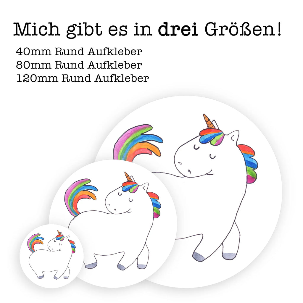 Rund Aufkleber Einhorn stolzierend Sticker, Aufkleber, Etikett, Einhorn, Einhörner, Einhorn Deko, Pegasus, Unicorn, stolz, anders, bunt, Pferd, Reiter, Reiten, Freundin, Geschenk